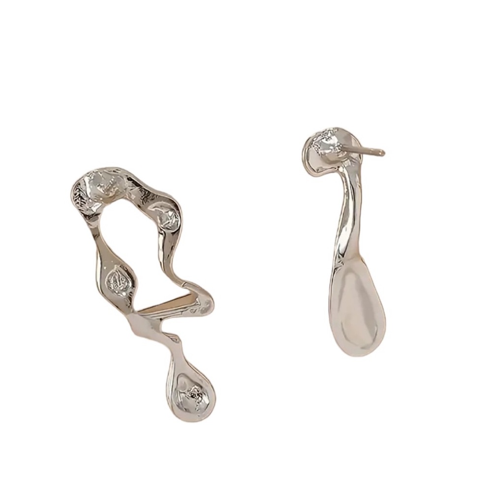 Silver Irregular Abstract Drop Style Earrings - image 4